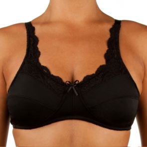 American Breast Care Lace Trim Mastectomy Bra Black 101