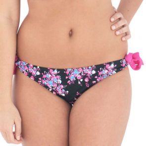 Curvy Kate Swim Moonflower Ruffle Back Tie Side Black Floral CS2515