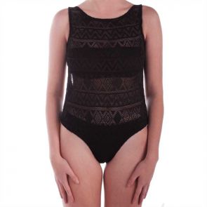 Aqua Blu Luxe Lace One Piece Black A6050LX