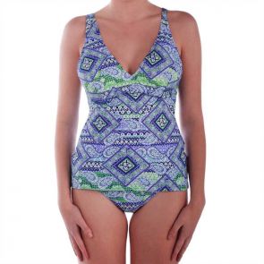 Aqua Blu Paz E Cup V-Neck Tankini Multi A6063PA