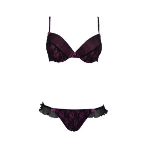 Bassoni Padded Bra and String Set 9218 Black Purple
