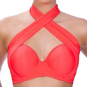 Freya Swim Deco Swim Underwire Moulded Multiway Bandeau Top Insanely Red AS3872