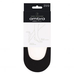 Ambra Bamboo Ecostyle Footlets 2-Pack Black Multi-Buy