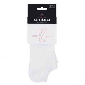 Ambra Organic Cotton Mesh Top Low Cut Socks 2-Pack White Multi-Buy