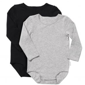 Bonds Wonderbodies Long Sleeve Bodysuit 2-Pack BXW7A Black and Grey