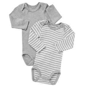 Bonds Baby Long Sleeve Bodysuit 2-Pack BZKE New Grey Marle/White 