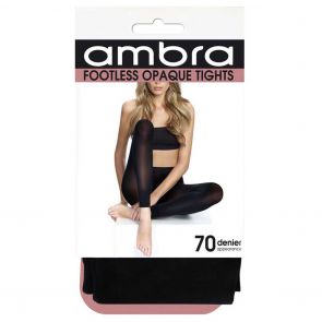 Ambra Footless Opaque Tights FOOTI Black Multi-Buy