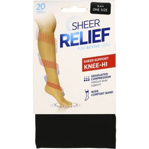 Sheer Relief 4-Pack Support Knee Hi H33085 Black