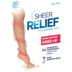 Sheer Relief Support Knee Hi H33085 Assorted 2 MULTIBUY