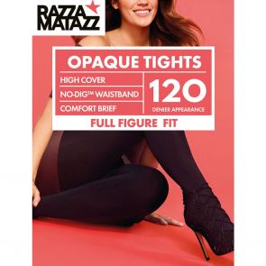 Razzamatazz Curvaceous 120D Perfectly Matte Opaque Tights No-Dig Waist H80028 Black Multi-Buy