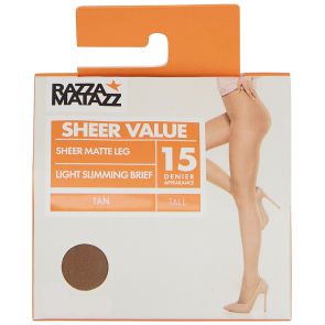Razzamatazz 6-Pack Control Sheer Matte Brief Pantyhose H80033 Tan