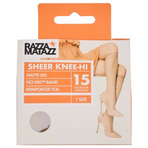 Razzamatazz 8-Pack Sheer Nylon Knee High No Dig H80043 Natural