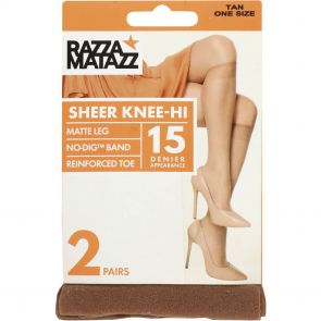 Razzamatazz Sheer Nylon Knee High No Dig 2-Pack H80043 Tan MULTIBUY