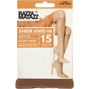 Razzamatazz 8-Pack Sheer Nylon Knee High No Dig H80043 Tan