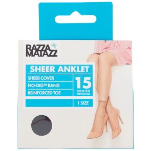 Razzamatazz 8-Pack Sheer Nylon Anklet Reinforced Toe H80044 Black