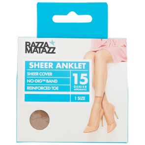 Razzamatazz 8-Pack Sheer Nylon Anklet Reinforced Toe H80044 Tan