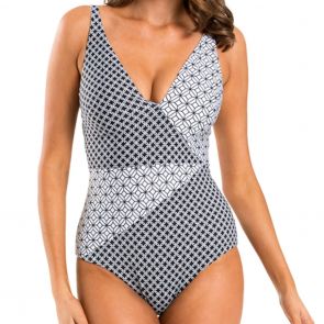 Jets Modular Swim D_DD Underwire One Piece J10574D Black and White