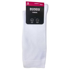 Bonds Womens Oxford Crew Socks 3-Pack L6453Y White