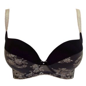 Little Minx Super Boost Padded Bra with Wide Back in Microfiber and Lace LM8063 Oyster