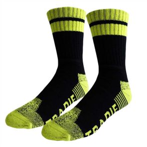 Tradie Mens 3-Pack Acrylic Work Socks M22530BW Black/Fluro Yellow