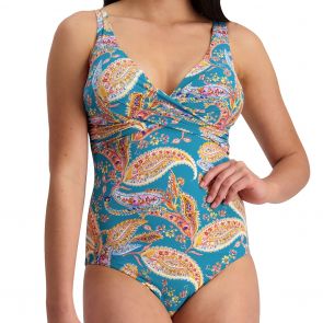 Moontide Hot Paisley Underwire Wrap Swim Suit M4388HP Pine