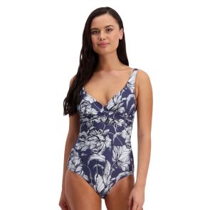 FINAL SALE Moontide Mono Bloom U/W Wrap Swimsuit M4388MB Charcoal