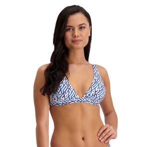 FINAL SALE Moontide Mosaic Swim Long Line Tri Top M7893MS Navy