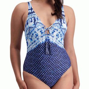 Moontide Pop Indigo Plunge Swim Suit M4828PO Tie Dye