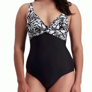 Moontide Silhouette Underwire Wrap Swim Suit M4388SE Black and White