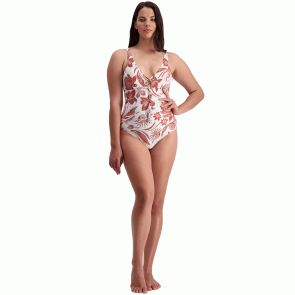 FINAL SALE Moontide Vintage Bloom Plunge Swim Suit M4828VB Brick