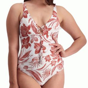 Moontide Vintage Bloom Plunge Swim Suit M4828VB Brick