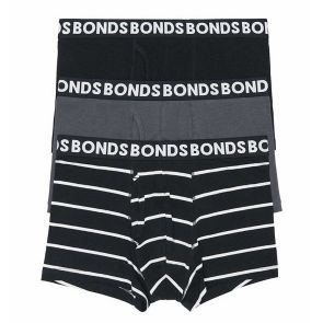 Bonds Everyday Trunk 3 Pack MWQ33A BW Stripes/Charcoal/Black