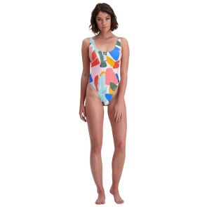 FINAL SALE Piha Art Space Scoop Neck Highleg Swim One Piece P4831AP Multi