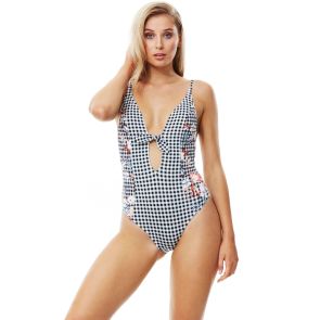 FINAL SALE Piha Bloom Knot Plunge Swim Suit P4810BM Multi