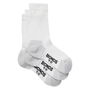 Bonds Kids Tough School Sock 3-Pack R5402T White
