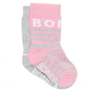 Bonds Baby Pattern Crew 2-Pack R6503N Pink and Grey