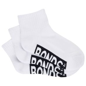 Bonds Cushioned Quarter Crew 3 Pack Kids Socks RXVP3N White