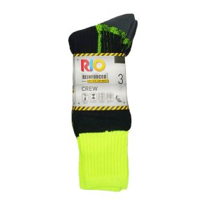 Rio No Hole Work Crew 3-Pack S7453S Fluro Yellow