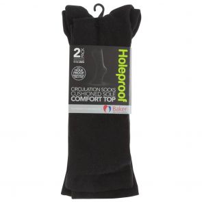 Holeproof Comfort Top Circulation 2 Pack Socks SZTJ2G Black