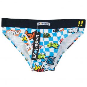 Undertoys Words Brief Blue and White Check