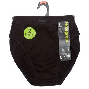 Holeproof Cotton Mock Rib Brief 2-Pack MZZX2A Black