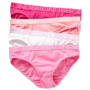 Bonds Girls Multipack Plain Bikinis 4-Pack UZR14T Assorted