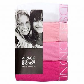 Bonds Girls Multipack Plain Bikinis 4 Packs UZR14T Assorted