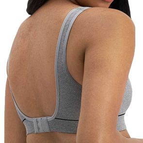 Bonds Retro Rib Deep V Crop WU8DA Heritage Grey Marle