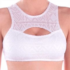 Aqua Blu Luxe Cut Out Bikini Top White A6046LX