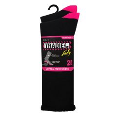 Tradie Lady Cotton Crew Sock 2-Pack L22223SJ Black