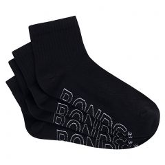 Bonds Womens Logo Lightweight Quarter Crew Socks 4-Pack LXPM4N Black