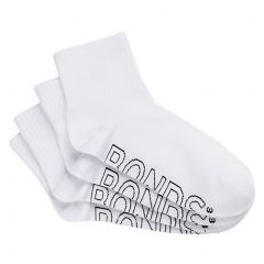 Bonds Womens Logo Lightweight Quarter Crew Socks 4-Pack LXPM4N White