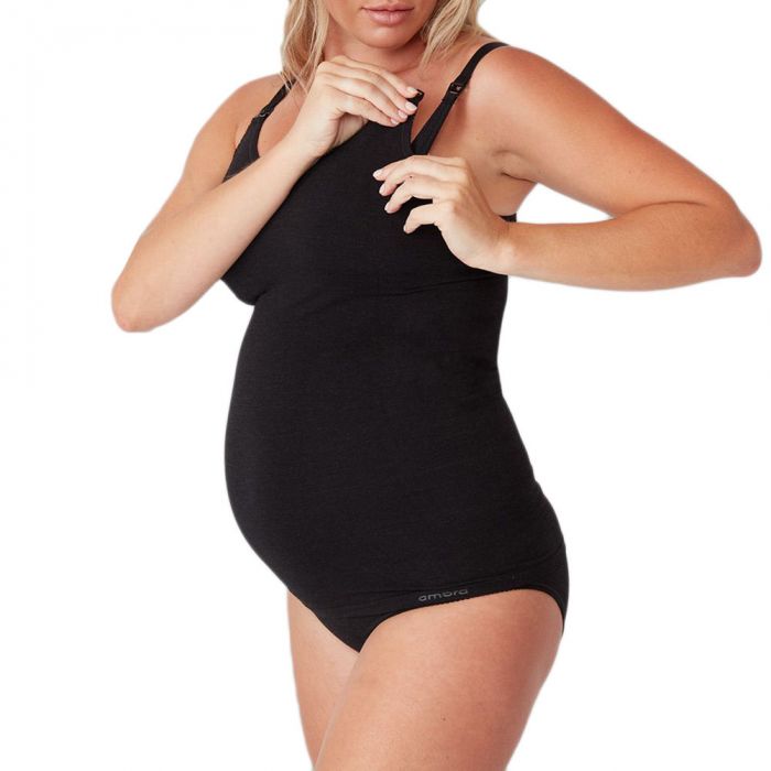 Ambra Bamboo Maternity Feeding Cami AMUWBMFC Charcoal Marle