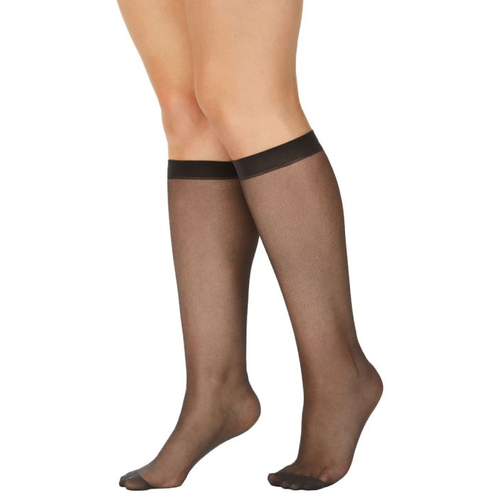 Kayser Plus Silky Elastane Knee Highs 2 Pack H12200 Nearly Black Womens Hosiery